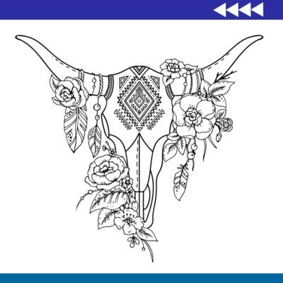 Grabado Toro Floral